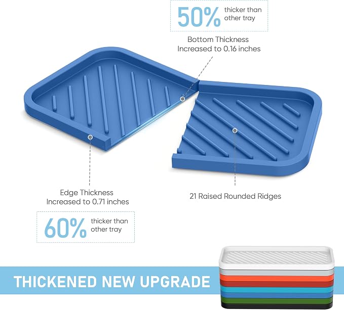Silicone Sponge Holder-Large Thick Durable 10" Sink Organizer Tray-Kitchen