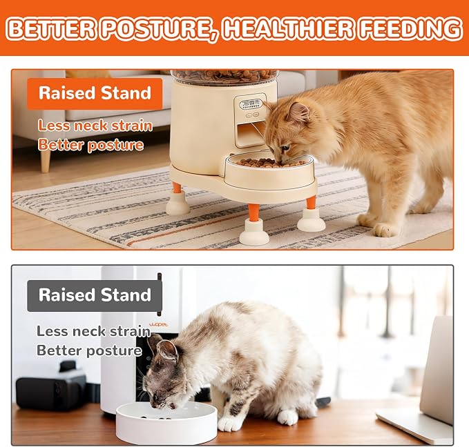 Automatic Cat Feeder Stand, Non-Slip Elevated Holder for Cats/Puppies, 3.4 in Elevated Platform with 4 Adhesive Feet, No-Tool Install, Support for Automatic Cat Feeders & Pet Bowls, Fits Most Feeders