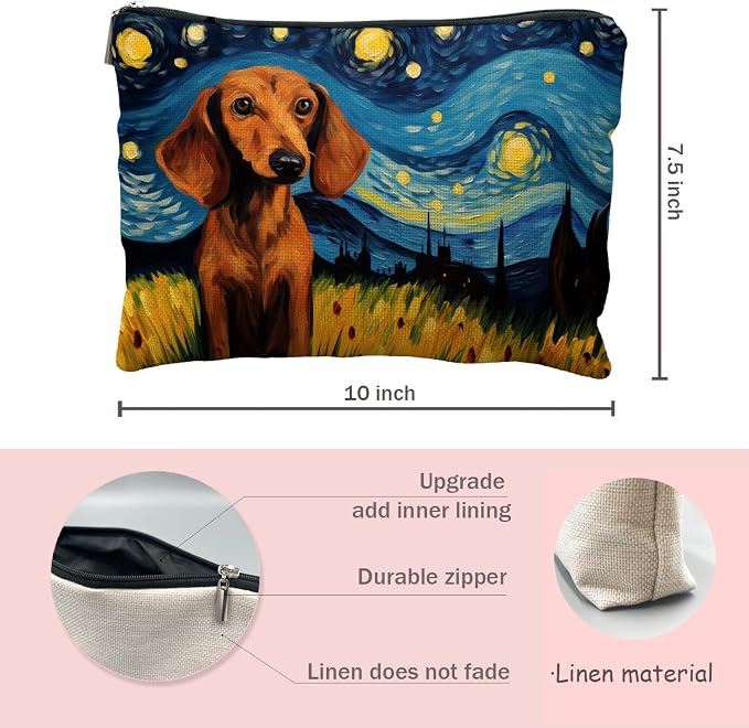 Dachshund Makeup Bag - Cosmetic Travel Toiletry Bag for Dachshund Lovers