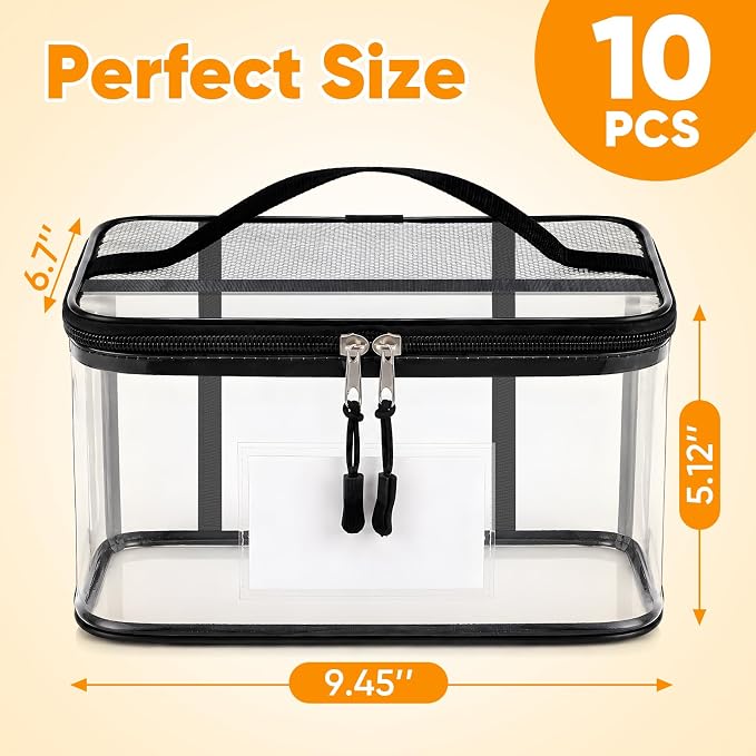 10 Packs Clear Toy Storage Bags with Zippers,Toy Organizers and Storage | Name Tag, Manual Pocket, Travel Portable, Waterproof, Reusable Toy Organizer for Building Blocks, Board Game, Puzzles, Dolls