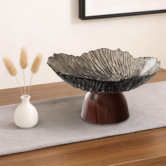 Pedestal Fruit Bowl: Elegant Fruit Bowl with Stand, Decorative Serving Tray And PET Organizer for Dining And Home Parties, black