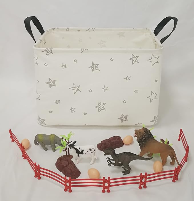 Baby Storage Basket Nursery Box Laundry Hamper Organization Bins for Toys and Clothes with Handles (Star)