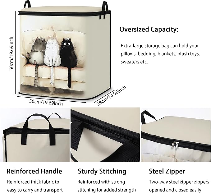 2pcs blanket storage bag for under bed,closet organizers 95L | clothing sweater sheet bedding comforter duvet quilt pillow toy storage bags with lids,dorm room essentials for containers