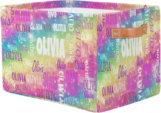 Custom Storage Basket, Gradient Colorful Pink Yellow Green with Stars | Organizing Boys Girls Pets Toys Closet Shelf Clothes Books