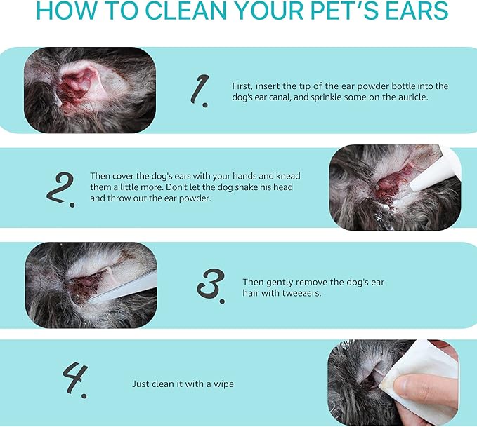 ZIXAOK Dog Ear Cleaner - Removal Ear Powder for Pets,Dog Ear Infection Treatment,Supports Infection Prone Ears, Ear Odor in Pets (2PC Ear Powder)
