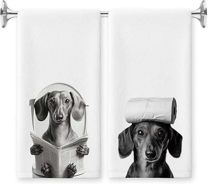 Dachshund Gifts Bathroom Hand Towels, Weiner Dog Gifts for Women Hand Towels for Bathroom, Gifts for Dachshund Lovers, Weiner Dog Decor, 16x24 Inch Set of 2（Upgraded Fabric）
