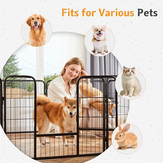 NEWBULIG Dog Playpen Indoor 6 Panels 24 Inch, Metal Outdoor Dog Fence Pen | Heavy Duty Metal Exercise Pen, Foldable Portable, RV Camping, Yard Garden, Small Dogs Pet Pen