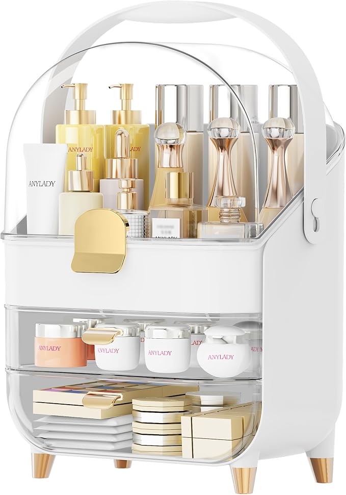 Anylady Makeup Organizer Countertop, Skincare Holder Bathroom Counter Organizer, Storage Box Cosmetic Display Cases, Teen Girl Gifts Make up Organizers for Vanity, Dresser