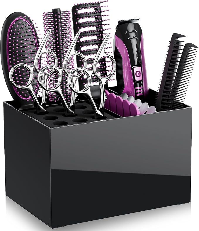 Noverlife Hair Salon Scissor Holder Box, Shear Holder for Hair Stylist | Hairdressing Scissors Rack Barber Organizer Box for Storage Combs Clips Brushes Holder, Barber Supplies Shear Case
