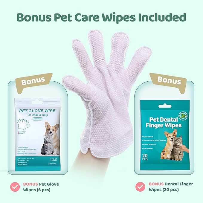 NAVZA® Dog Wipes for Dogs and Cats - Extra Large & Thick Pet Wipes, Moisture-Rich Hydrating Wipes, Hypoallergenic & Rinse-Free Wipes for Body, Face, Paws, Butt, Ears & Eyes - (7.87 x 7.87 in)