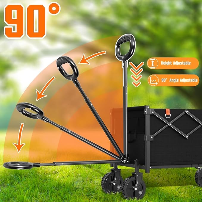 Yozoia Wagons Carts Foldable, Lightweight Portable Utility Shopping Cart with Wheels, Folding Grocery Wagon Cart for Grocery, Camping, Shopping, Beach, Garden, Sports Black | Foldable, Lightweight, Portable, Simple Installation, for Camping Shopping Be...