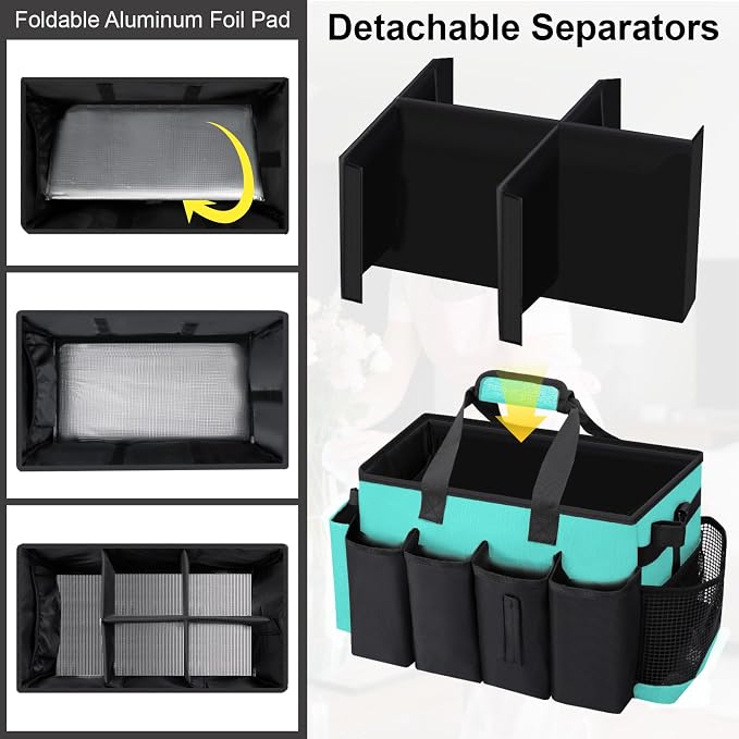 Wearable Large Cleaning Caddy Bag for Housekeepers (Lakeblue) | Cleaning Supplies Organizer with Adjustable Shoulder, Waist & Handle Straps, Detailing Bag for Kitchen Supplies