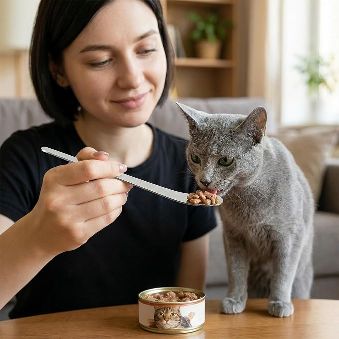 4 Pcs Dog Cat Spoon Pet Food Can Spoon Wet Food Storage Stainless Steel Can Scoop Long Handle Foods Scoop Feeder Portable Pet Feeding Spoons for Wet Foods and Cans