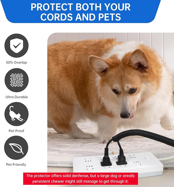Split Braided Cable Sleeve，Flexible Wire Loom Tubing, Automotive Cord Protector Pet Proof, Cable Management for Computer TV Electric Wires Harness 16ft (Black, 32mm（1-1/4")