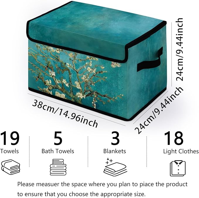 Stackable Storage Bins with Lids,Closet Organizers Fabric Box for Home and Office,Blanket Clothes Organizers,Under Bed Storage Containers 3 Pack