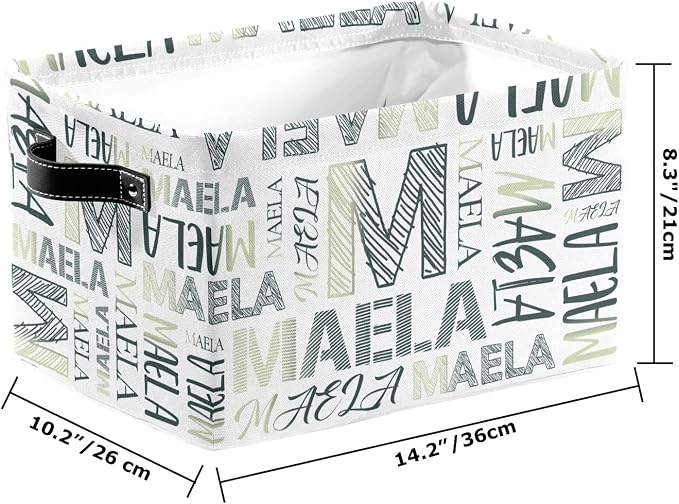 Foldable Personalized Storage Box for Boys Girls with Name Waterproof Kids Custom Storage Bin Baskets Cube Boxes Organizer with Handles for Organizing Shelf Closet, 1 Pack
