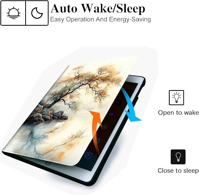 for Microsoft Surface Go 4/3/2/1-10.5" 2021 Tablet Case,Auto Wake/Sleep,Adjustable Stand Protective Cover - Watercolor Tree