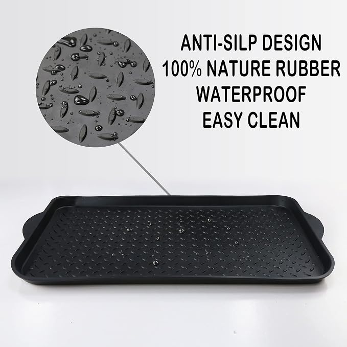 Matace 3 Pack Rubber Small Boot Tray for Entryway,Boot Mat,Shoe Tray,Shoe Mat for Indoor and Outdoor Use, 27.95"x 15.74" (Pack of 3)