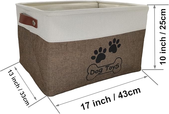 Large Dog Toy Basket Foldable Dog Toy Box Dog Toy Bin for Pet Chew Toys Accessories