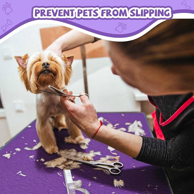 Nuanchu Dog Grooming Table Mat,36 x 24 x 0.2In,Non-Slip PVC Pad, Purple