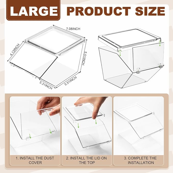 Yerliker 6 Pcs Clear Plastic Storage Bins with Lids Stackable Pantry Storage Organizer Kitchen Cabinet Organizers Ideal Containers for Coffee Pod Tea Sugar Bag Cabinet Home (Extra Large)