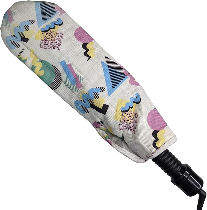 Case/Cover [Heat Resistant] for Curling Irons, Flat Irons or Straighteners, and Styling Irons, Silicone Coated Lining and Quilted Cotton Pouch for Travel, Gym, or Home [1980s]