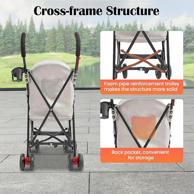 Pet Stroller for Small Medium Dogs Up to 22lbs, 4 Wheels Folding Pet Carriage Cart for Dogs Cats, Portable Cat Puppy Jogging Stroller with Rear Pocket and Cup Holder (Gray)