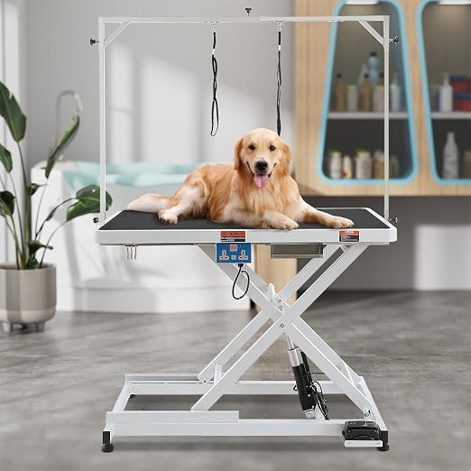 VEVOR 50 Inch Pet Grooming Table, Heavy Duty for Large Dogs, Height Adjustable, Anti Slip Tabletop, Grooming Arm Included, Max Load 400LBS