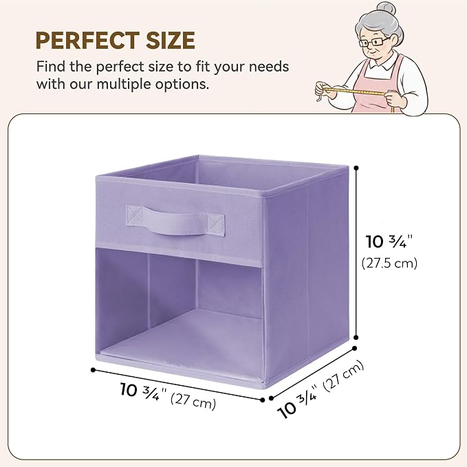 GRANNY SAYS 11 Inch Storage Cube Organizer Bins, Purple Gradient, 6-Pack | Clear Window Front, Reinforced Handles, Collapsible, Suitable for Shelves, Closets, Organizing Toys, Clothes, Blankets
