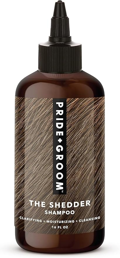 Pride and Groom The Shedder | Dog Deshedding Shampoo | All Natural Body Wash with Essential Oils & Ingredients that Reduce Pet Shedding & Fur Dander for Curly and Wavy Coats – 16oz