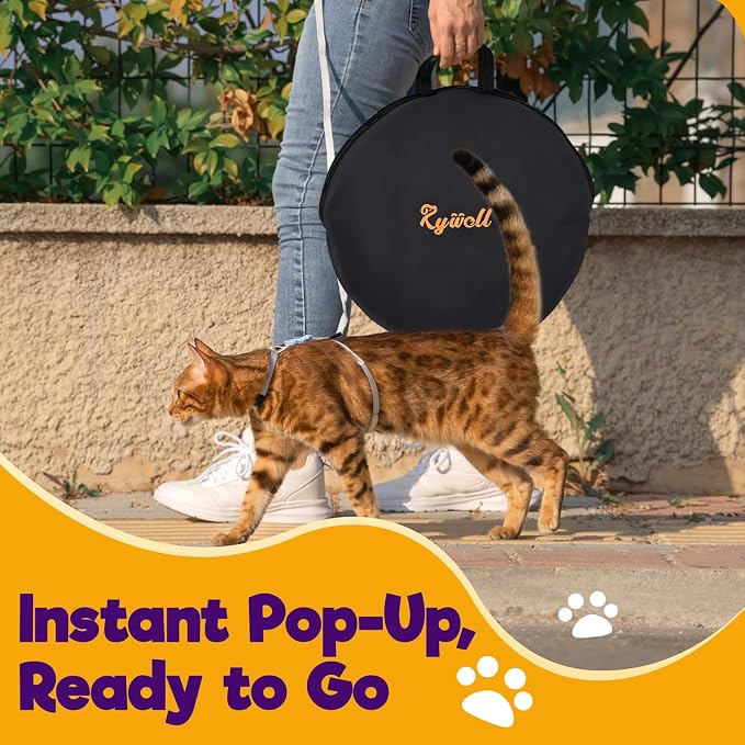 Outdoor Cat Enclosures with Tunnels, Rywell 10FT Cat Tunnel Outdoor with Cube, Portable Cat Playpen and Catio with Carry Bag for Multiple Cats