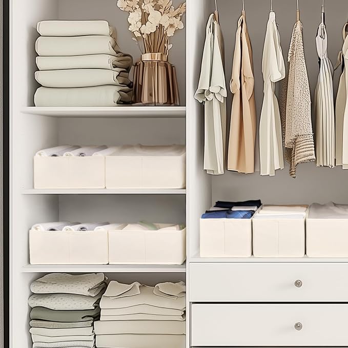 Drawer Organizer Clothes, 21 Pack Dresser Organizer for Baby Clothes, Underwear, Sock - Foldable Closet Organization and Storage Dividers Bins for Nursery, Bedroom (Beige)