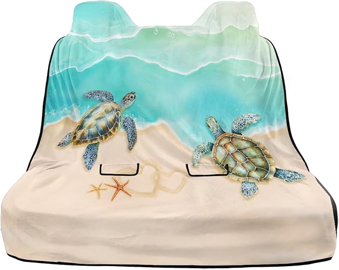 Renewold Car Back Seat Pet Cover for Dogs Cats Auto Seat Towel Cover Vehicles Rear Bench Towel Blanket for Yoga Picnic Gym Beach Sea Turtle Car Travel Accessories Easy Install