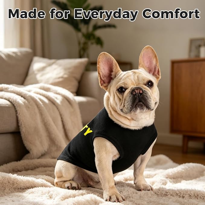 BINGPET Embroidered Security Dog Shirts,Soft Cotton Puppy Tshirt,Breathable Lightweight Dog Costumes Tank Top Vest,Machine Washable Stretchy Clothes for Small Medium Large Dogs Boy Girl(L)