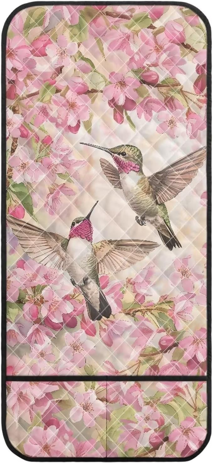Hummingbird Cherry Blossom Chair Arm Protectors with 2 Pockets Stretch Couch Armrest Cover,Arm Rest Covers for Sofa,Dustproof Soft Armchair Covers for Arms Wasahble Sofa Arm Slipcover