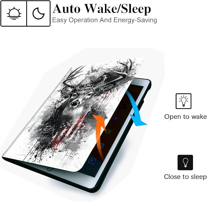 for Microsoft Surface Pro 11/10/9-13" 2024/2022 Tablet Case,Auto Wake/Sleep,Adjustable Stand Protective Cover - Deer Flag Art