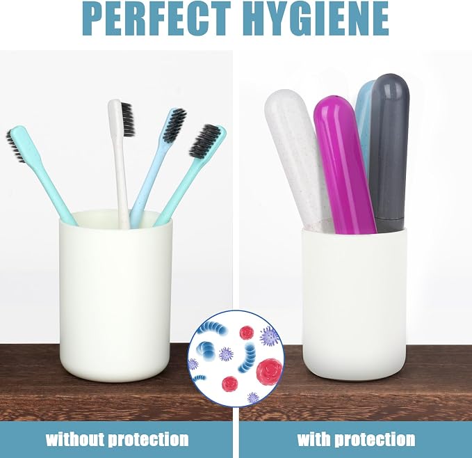 Hooqict 4 Pack Toothbrush Cases Travel Toothbrush Holder Portable Toothbrush Container Case Plastic Toothbrush Carrier Cover Case Toothbrush Protector for Traveling, Bathroom, School, Home, Camping