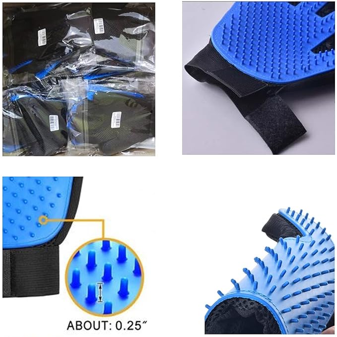 Generic Pet Grooming Glove, Blue - Perfect for Dog, Cat, Rabbit with fur (short and long), Multi-role Bathing, Massaging, Grooming, Shedding, Brush Glove