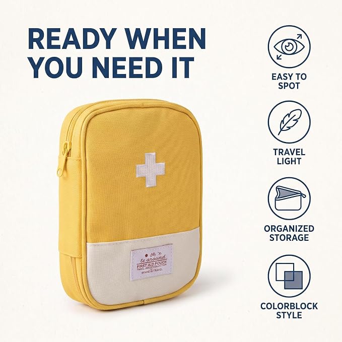 JJLFresheners 4Pcs Empty Travel Mini First Aid Pouch, Portable Outdoor First Aid Medical Rescue Bag Multi-Function Emergency Medicine Storage Organizer Bag Health and Household Supplies (Small)