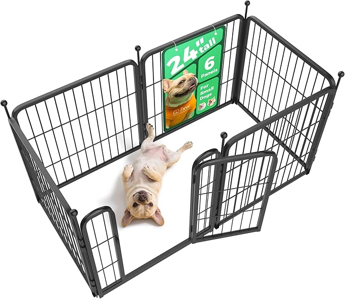 FXW Rollick Dog Playpen, Indoor, Yard & RV Camping, 24" H, 6 Panels | Easy setup, Heavy-duty, DIY layouts, Walk-through gate, for Puppies & Small Dogs, Patented