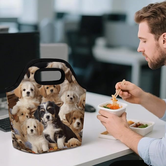 Cute Pet Dogs Lunch Bag Cooler Bag Tote Bags | Reusable Portable Lunch Box for Women/Men Lightweight Soft Cooler Bags Organizer for Adults Work Travel Outdoor