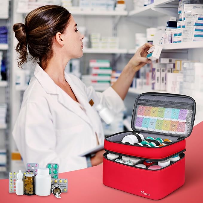 Mancro Dual Layers Medicine Organizer Bag with Lockable Zipper (Pack of 2)