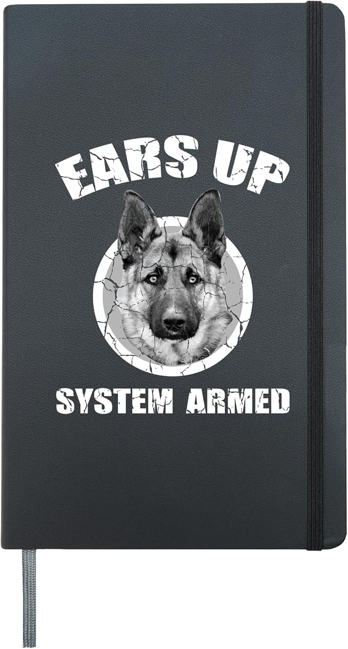 Ears Up System Armed Dog Pet Lover Or Dog Trainer Hardcover Journal, Black