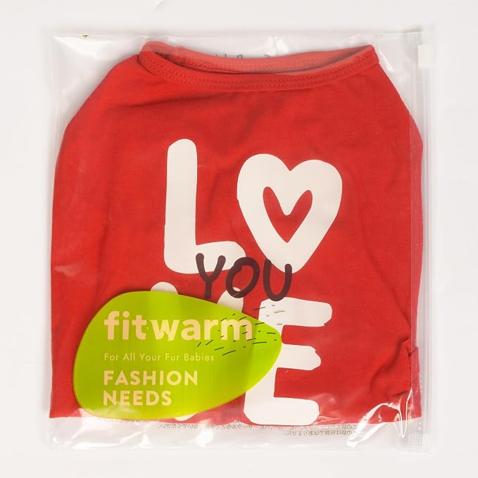 Fitwarm Love You Dog Shirt, Funny Valentines Outfit for Small Dogs Boy Girl, Festive Pet Clothes, Red, White, XXL