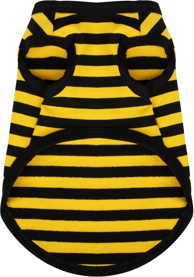 Paiaite Dog Striped Shirt Happy Color Cotton Sleeveless Puppy Shirts Breathable Pet Apparel Tank Top Colorful Puppy Sweatshirt Clothes for Small Medium Dogs Yellow S