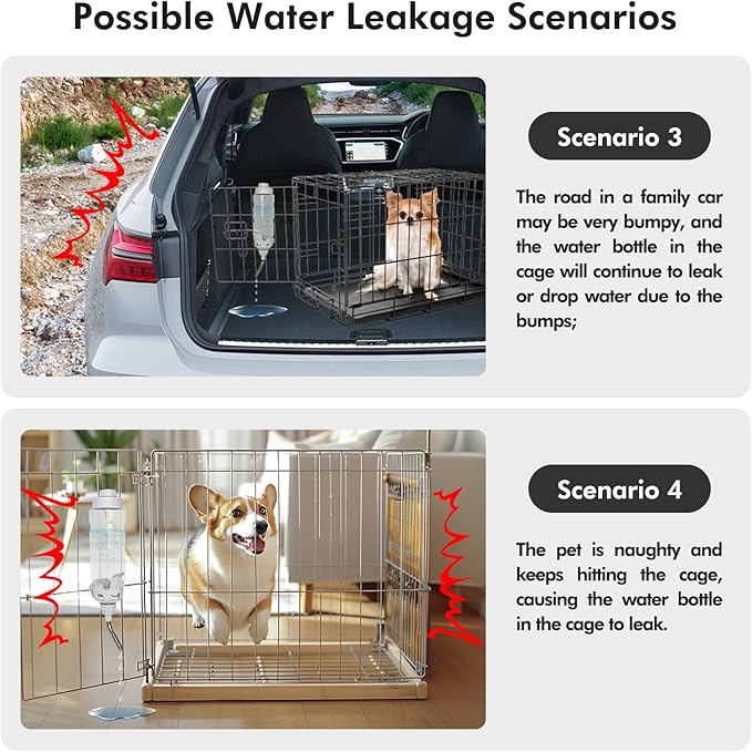 Vannon Dog Water Dispenser for Cage, 20oz Auto Feeding Crate Water Bottle for Dogs, Cats & Rabbits, Pet Nozzle Diameter: 12mm, BPA Free, Grey