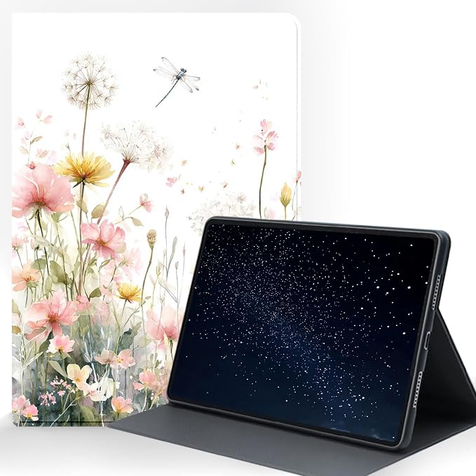 for Samsung Galaxy Tab S6 10.5 Inch 2019 (SM-T860/T865/T867) Tablet Protective Cover with Adjustable Stand and Magnetic Auto Wake/Sleep,Watercolor Flower