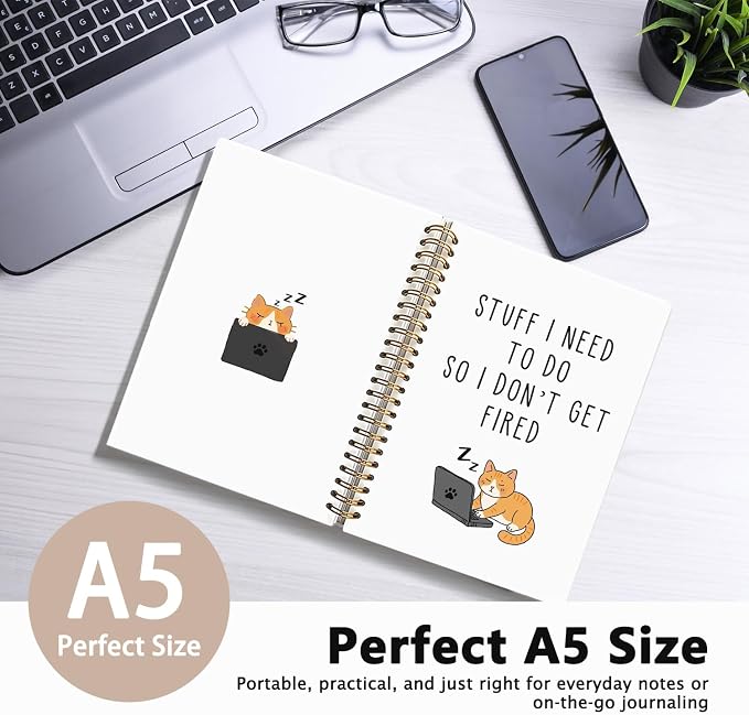Funny Notebooks for Work,New Job Gift,Goodbye Gift for Coworker | Stuff I Need To Do So I Don't Get Fired Hardcover Spiral Notebooks,,Funny Gag Gift for Coworkers 5.5x8.3 Inch