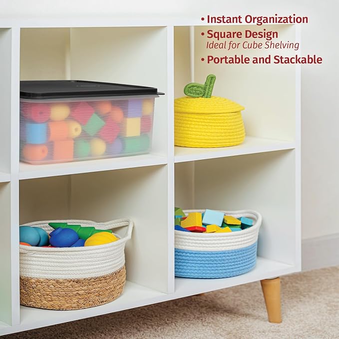 Plastic Storage Containers with Lids - 11L Storage Bins with Lids – Airtight Plastic Storage Bins for Food Storage, Pet Food, Rice– Stackable Clear Organizing Bins for Toy Storage, Garage, Pantry