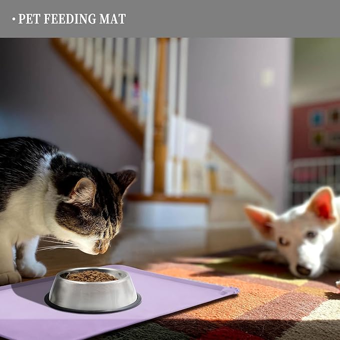 Reopet Waterproof Pet Feeding Mat, Non-Slip Silicone Placemats for Dog Cat Food and Water Bowl, High Raised Edges to Prevent Spills and Protect Floors